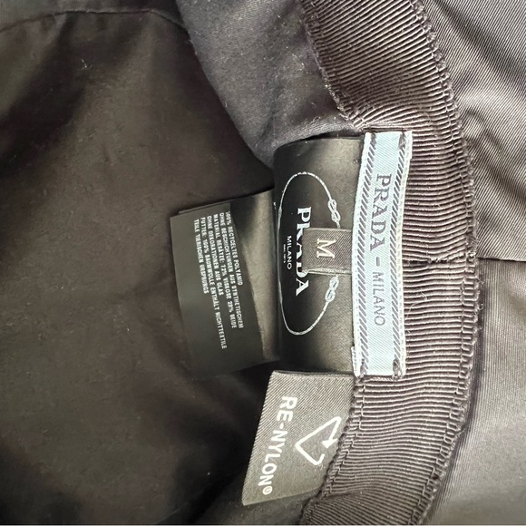 Prada  Logo Plaque embellished crystal nylon bucket hat size medium. NEVER USED - Picture 8 of 11